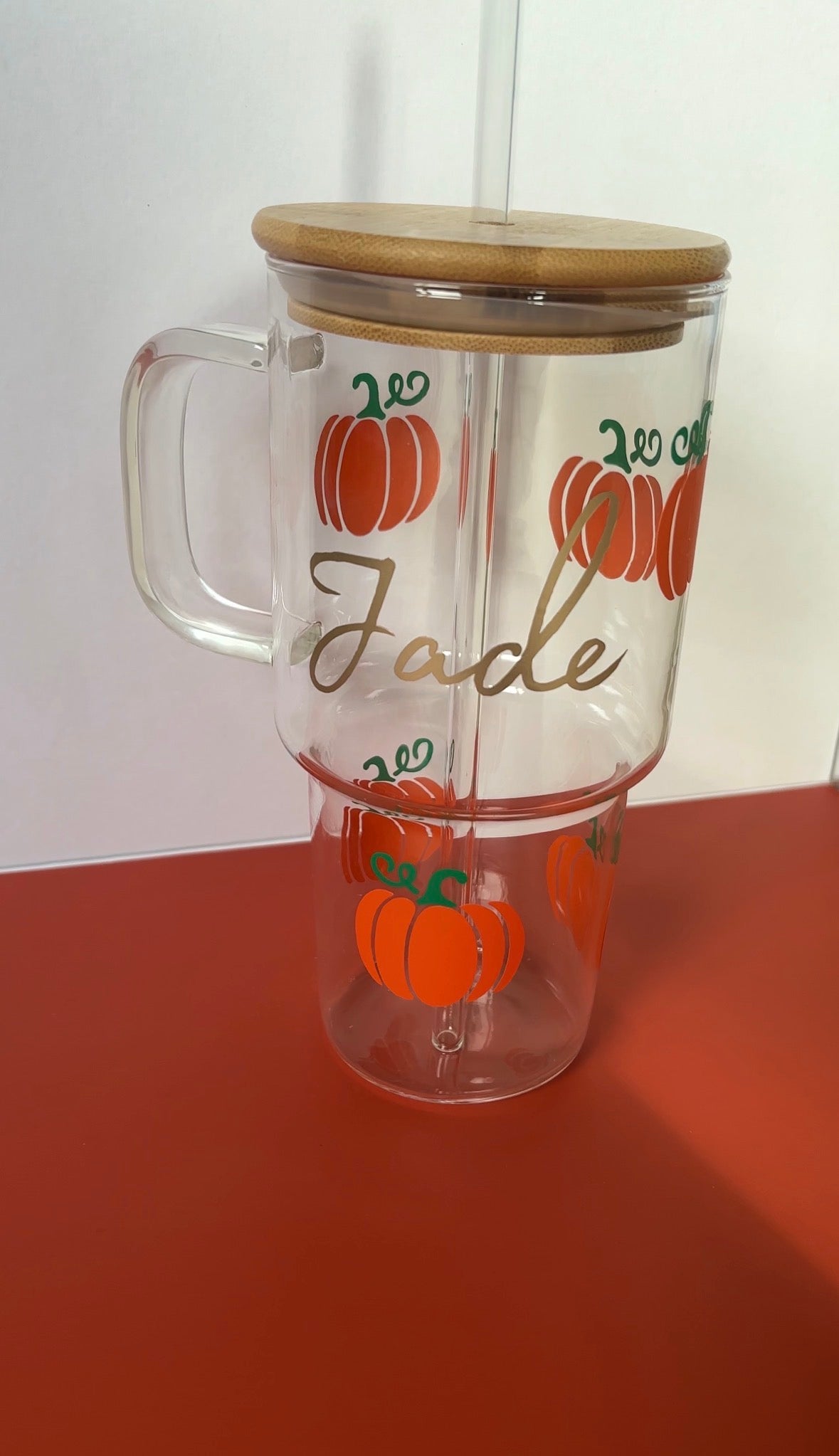 Personalised Large Pumpkin Glass Tumbler