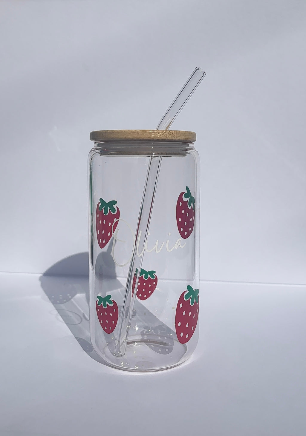 Personalised Strawberry Glass Tumbler