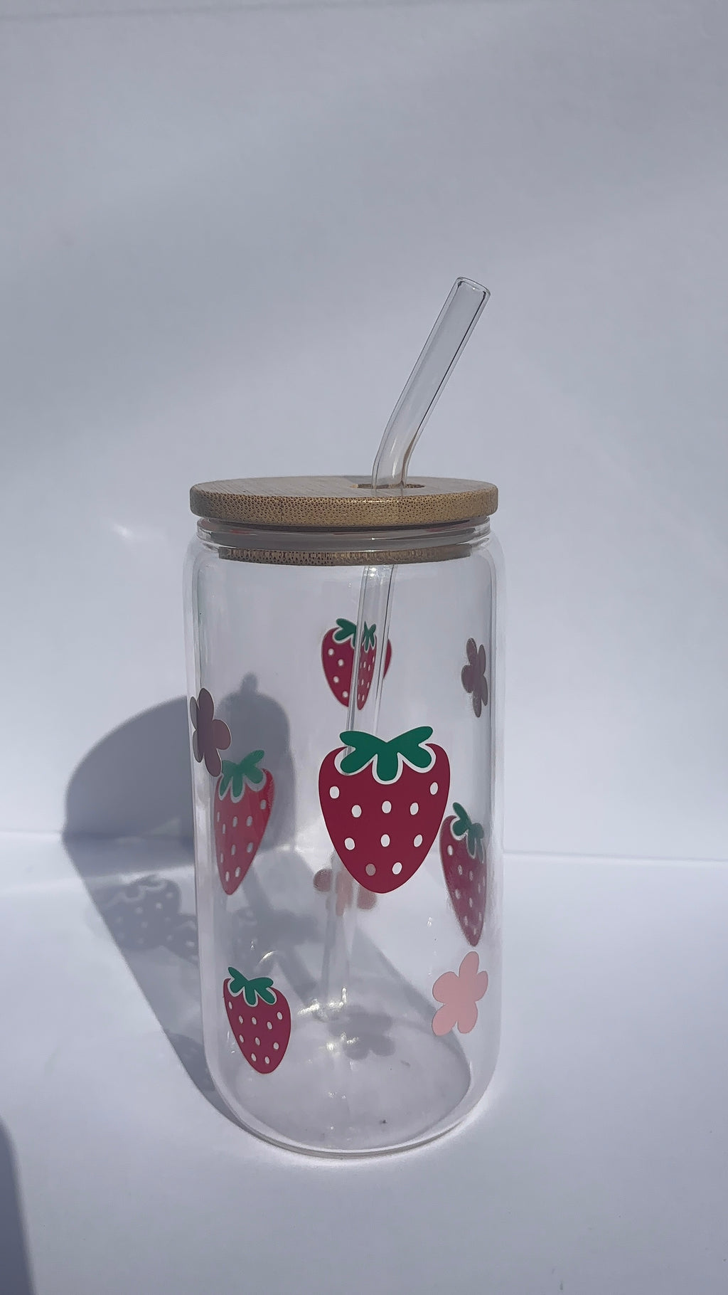 Strawberry and Flowers Glass Tumbler