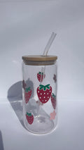 Strawberry and Flowers Glass Tumbler