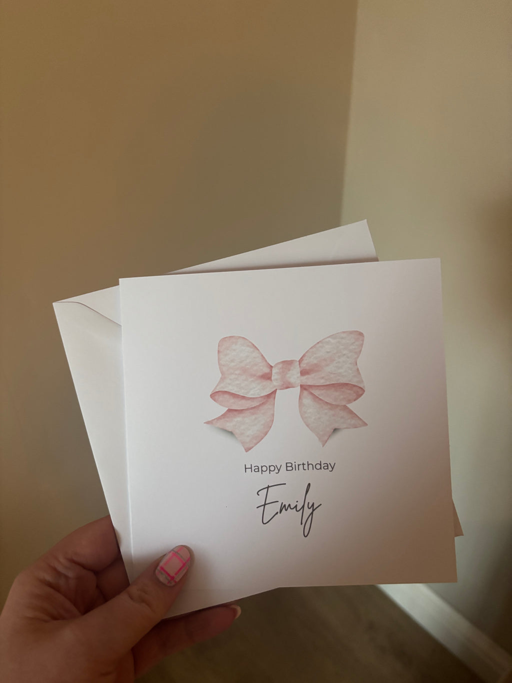 Personalised Pink Bow Birthday Card