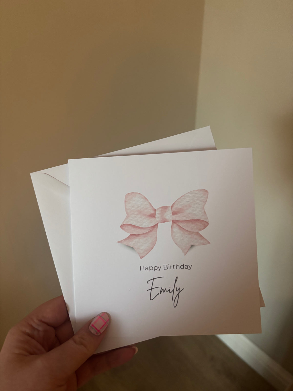 Personalised Pink Bow Birthday Card