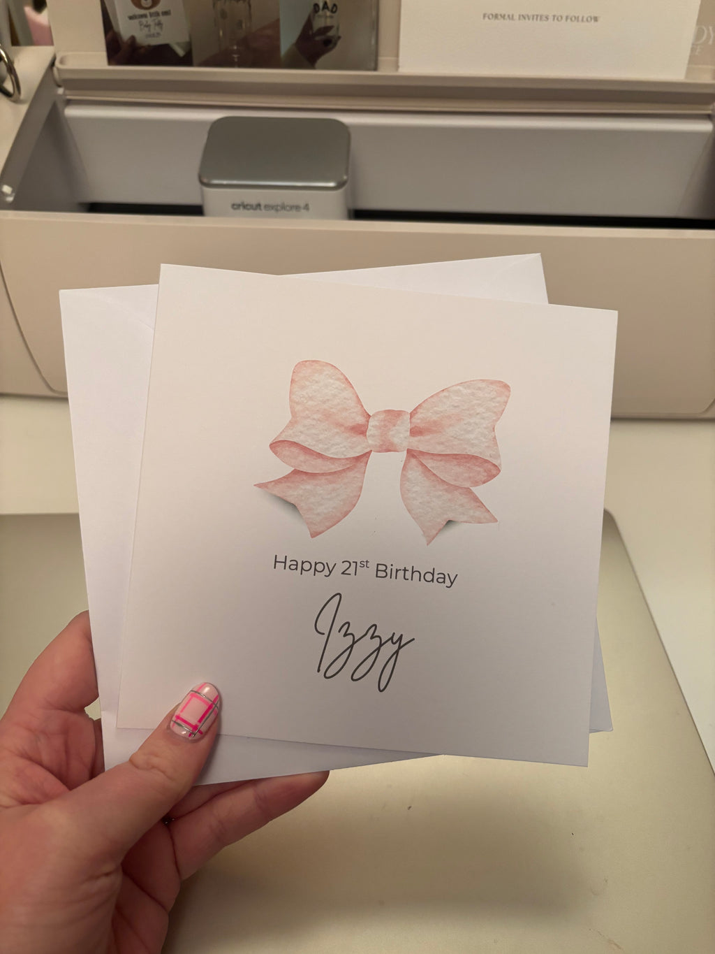 Personalised Pink Bow Birthday Card