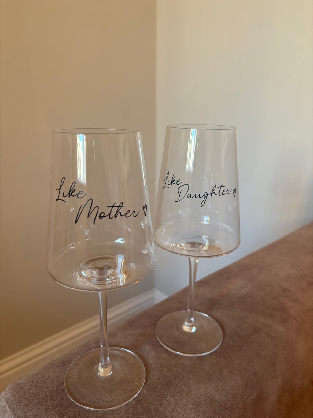 Like Mother Like Daughter Glasses – Custom Handwritten Script Glass Set