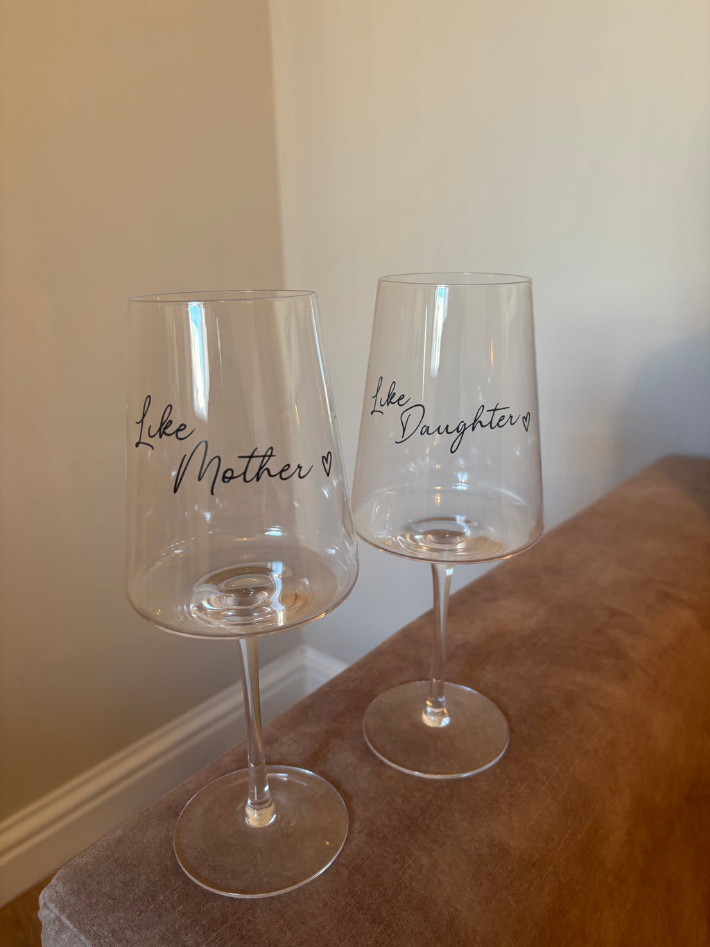Like Mother Like Daughter Glasses – Custom Handwritten Script Glass Set