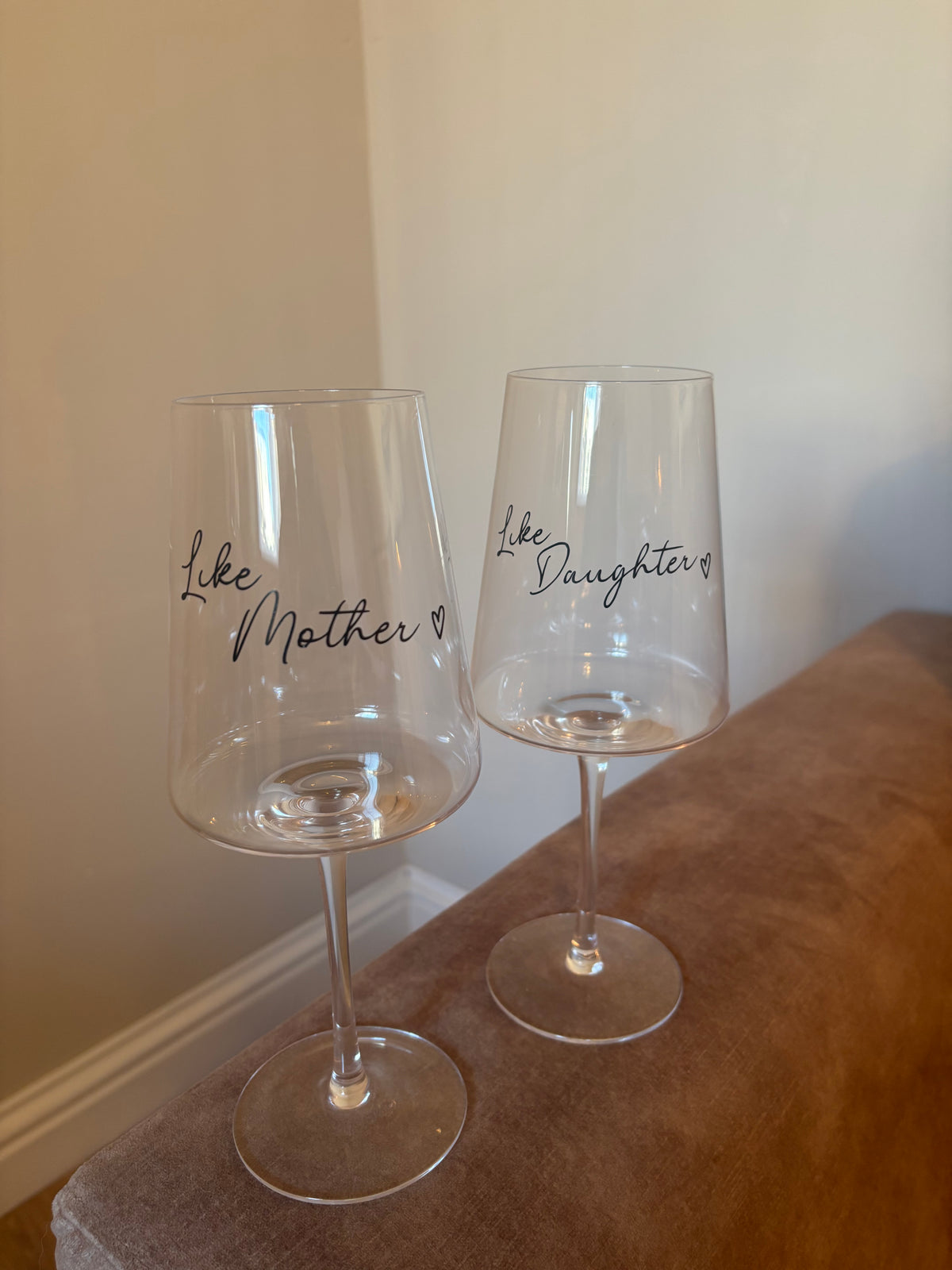 Like Mother Like Daughter Glasses – Custom Handwritten Script Glass Set