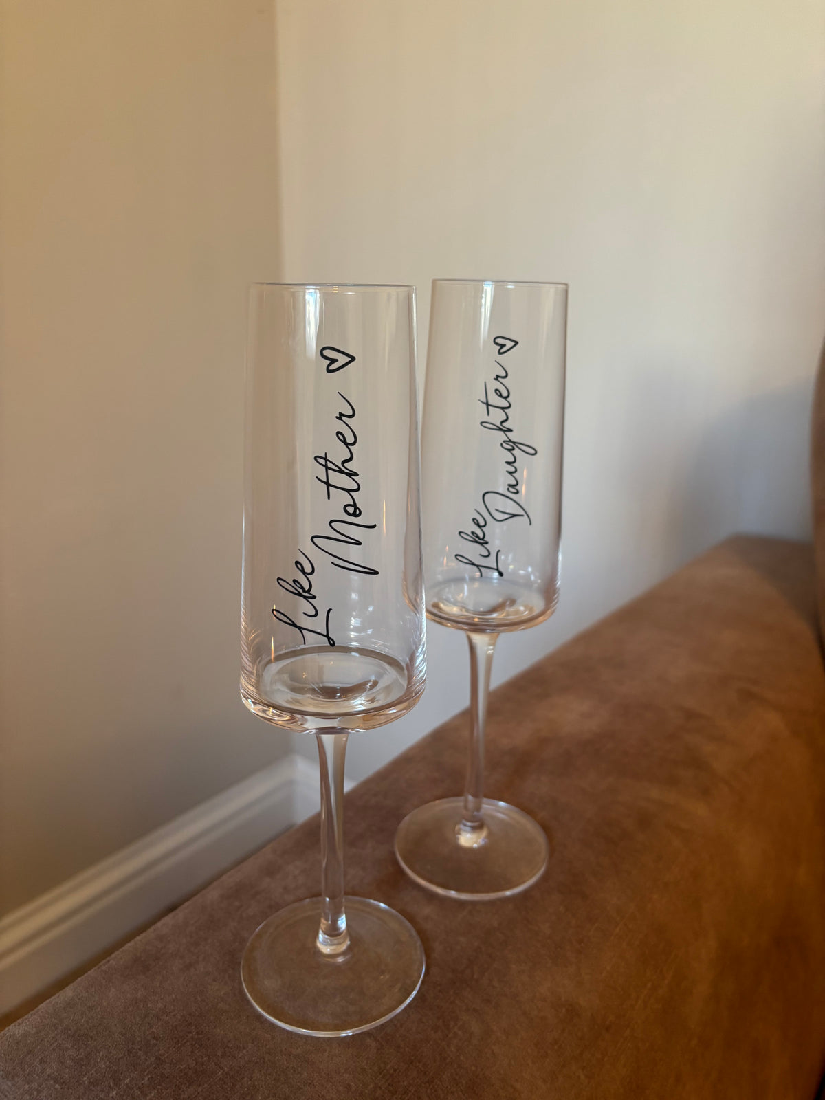Like Mother Like Daughter Glasses – Custom Handwritten Script Glass Set