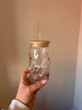 Personalised Pink Love Heart Can Glass Tumbler
