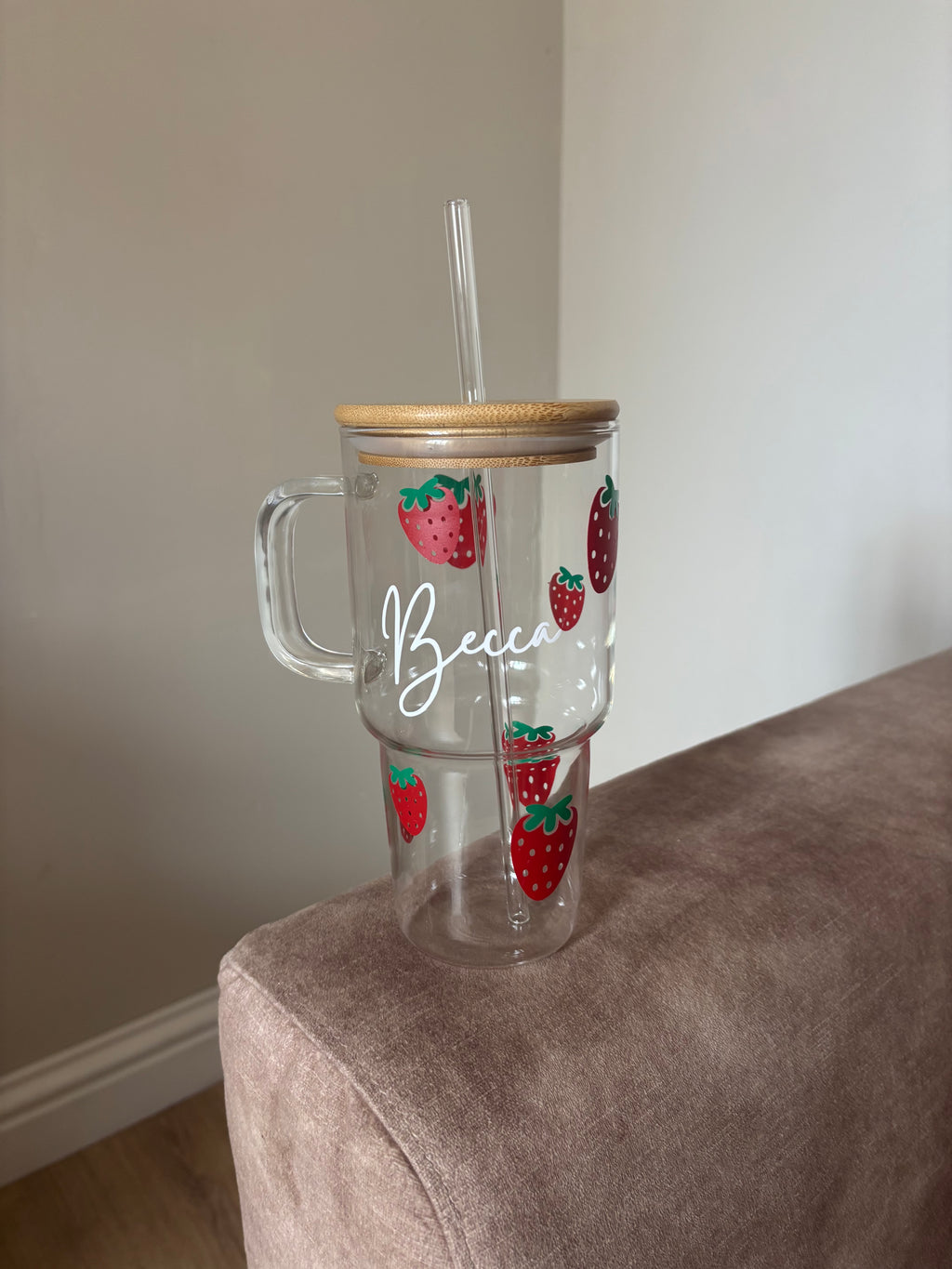 Personalised Strawberry Glass Tumbler