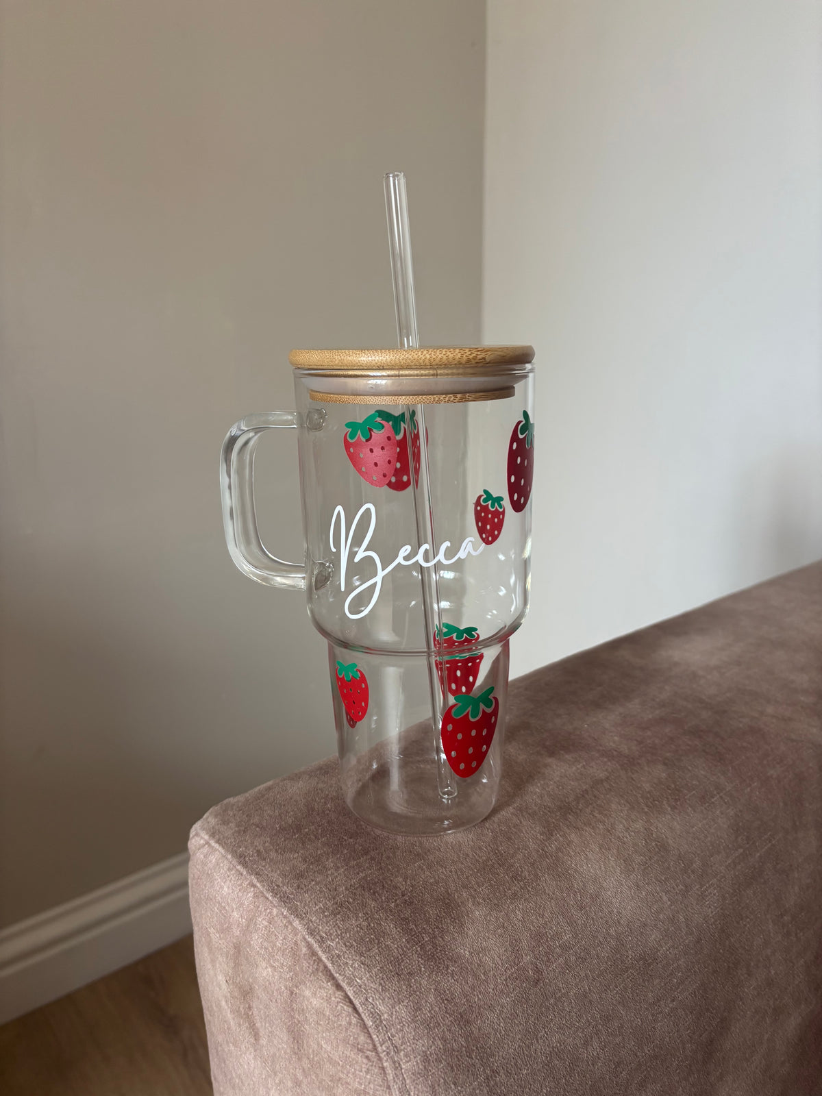 Personalised Strawberry Glass Tumbler