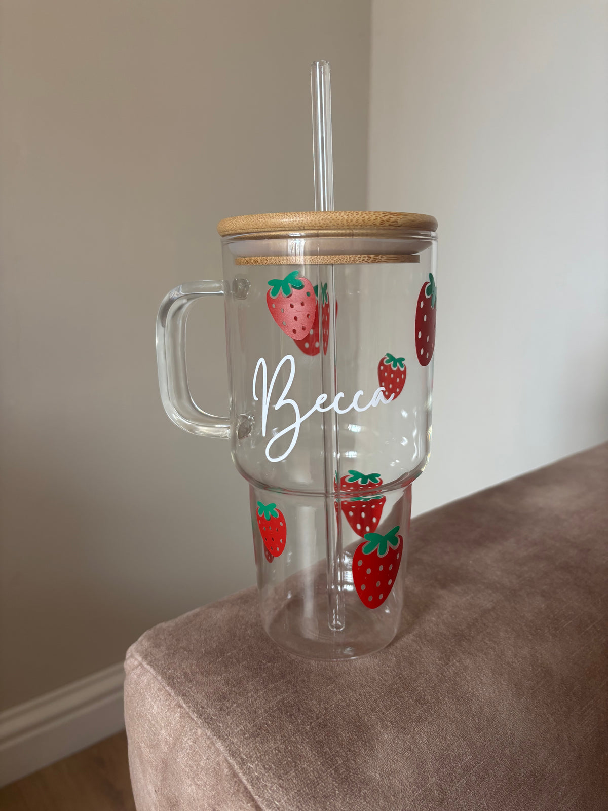 Personalised Strawberry Glass Tumbler
