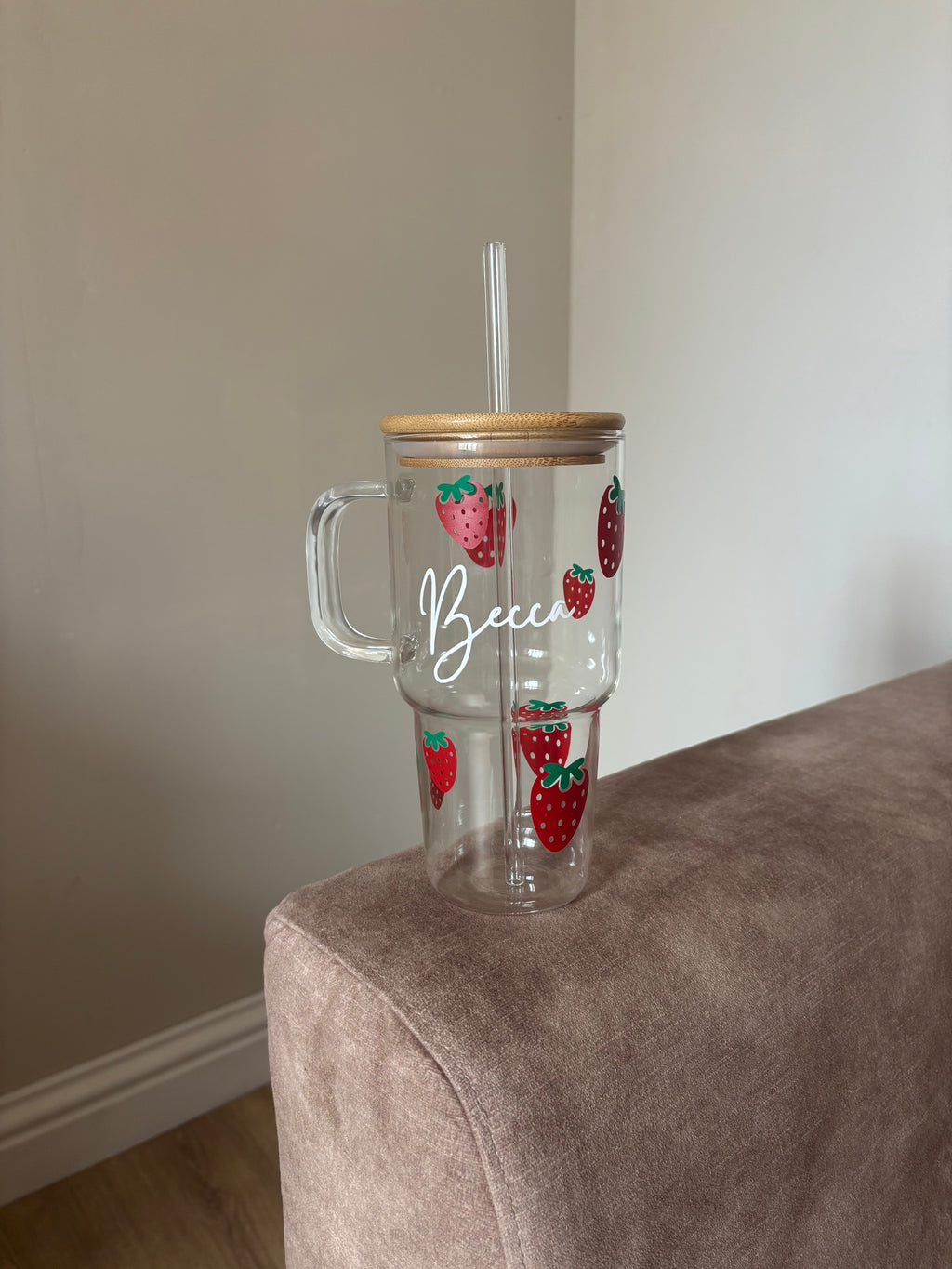 Personalised Strawberry Glass Tumbler