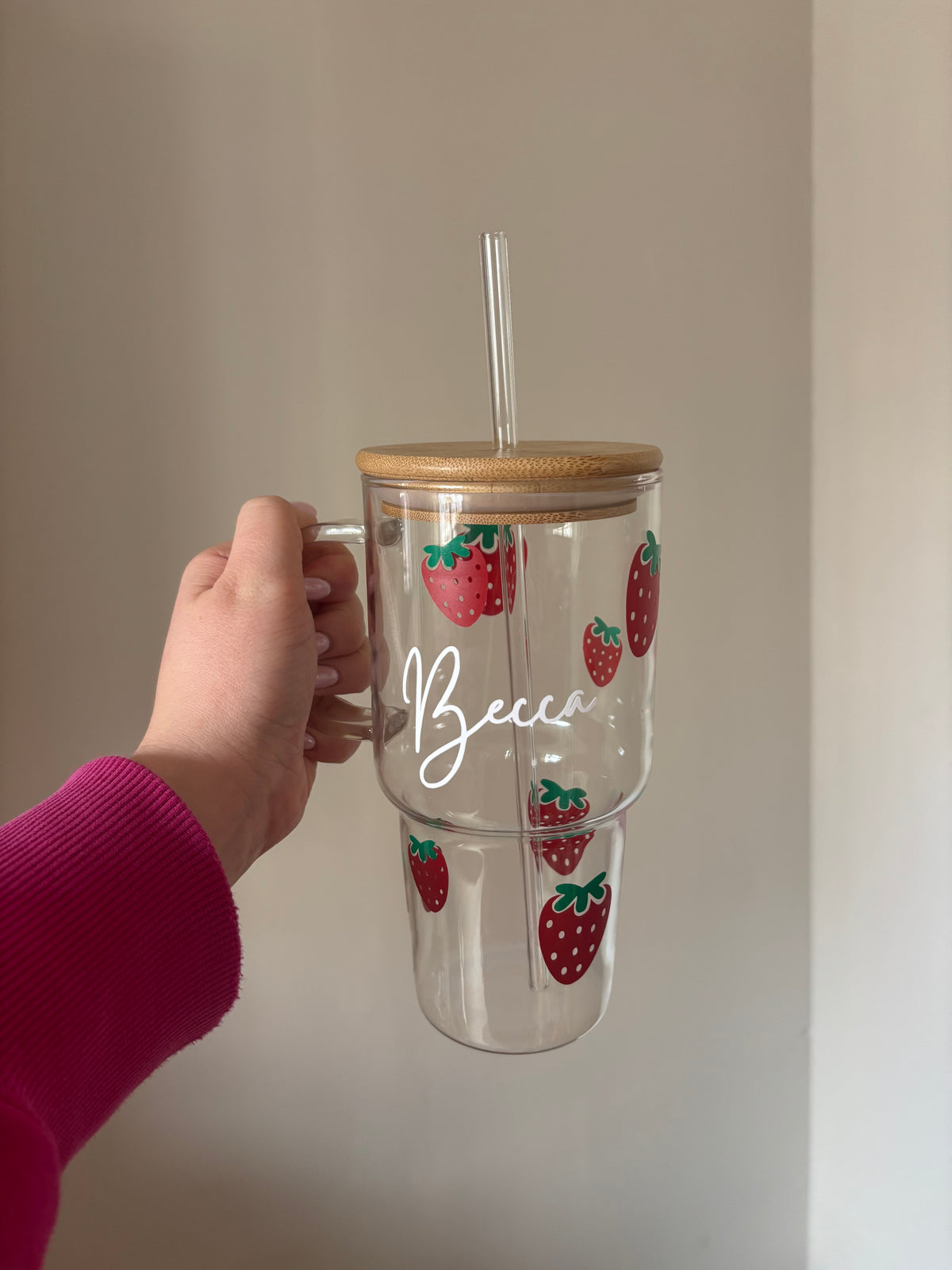 Personalised Strawberry Glass Tumbler