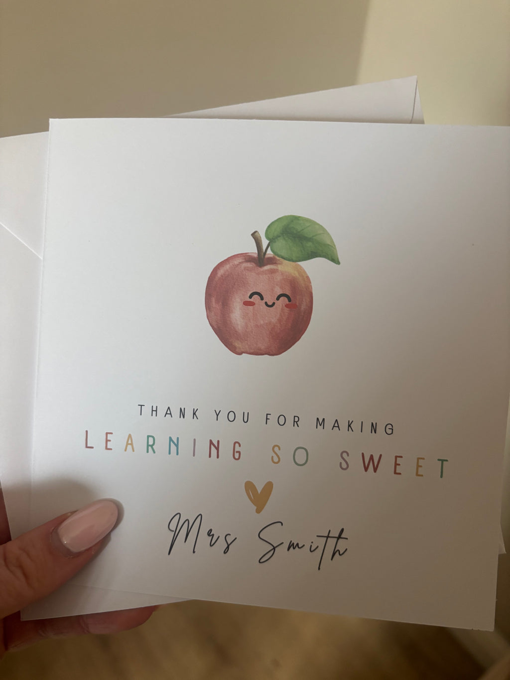 Personalised Teacher Apple Thank You Card