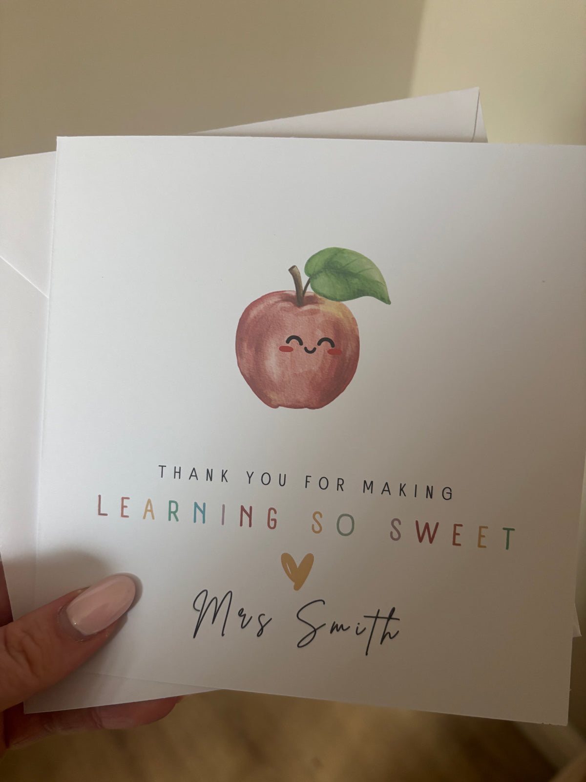 Personalised Teacher Apple Thank You Card