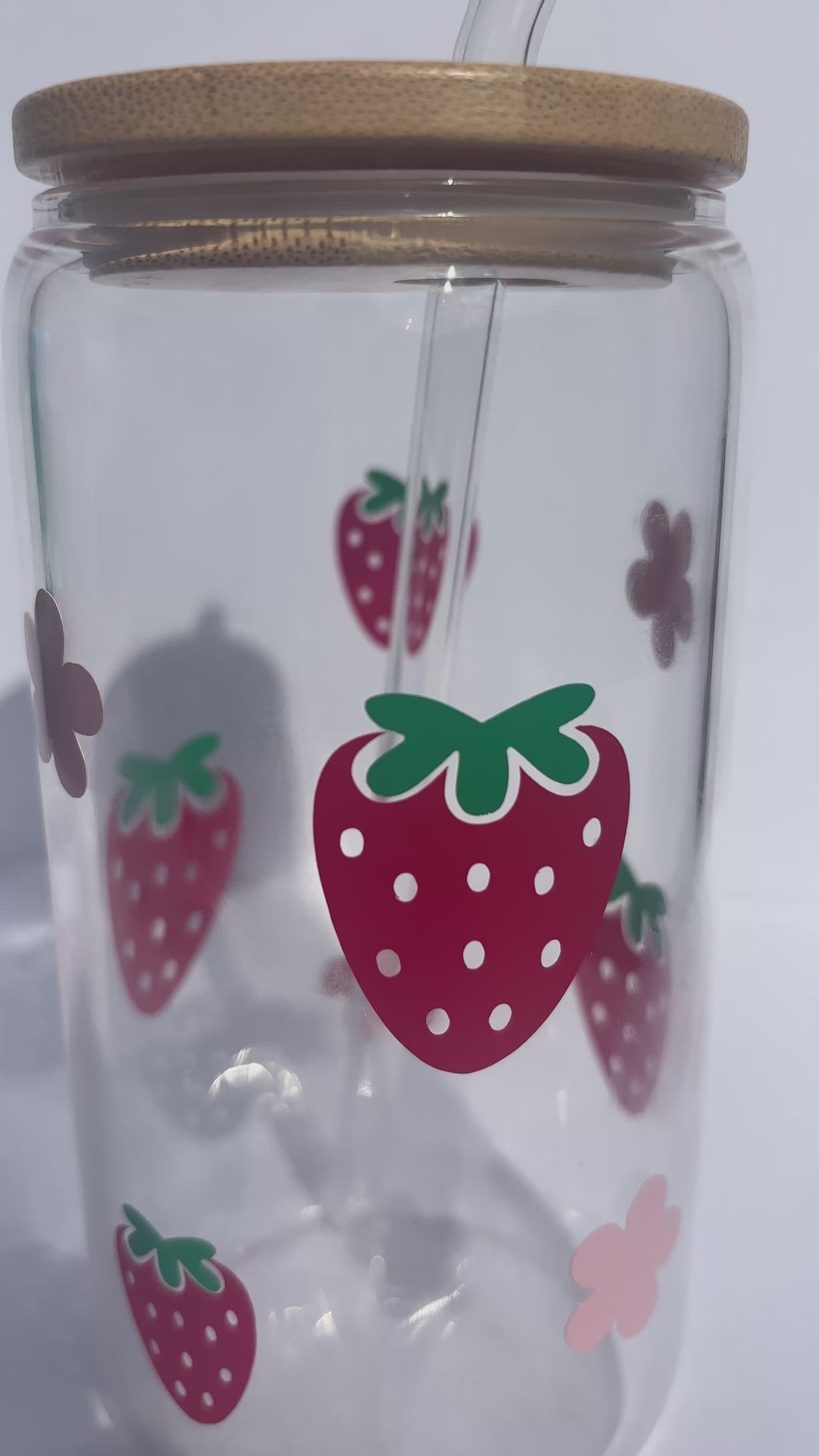 Strawberry and Flowers Glass Tumbler