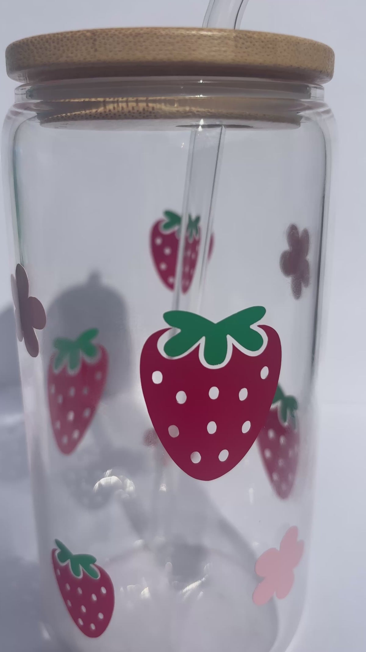 Strawberry and Flowers Glass Tumbler
